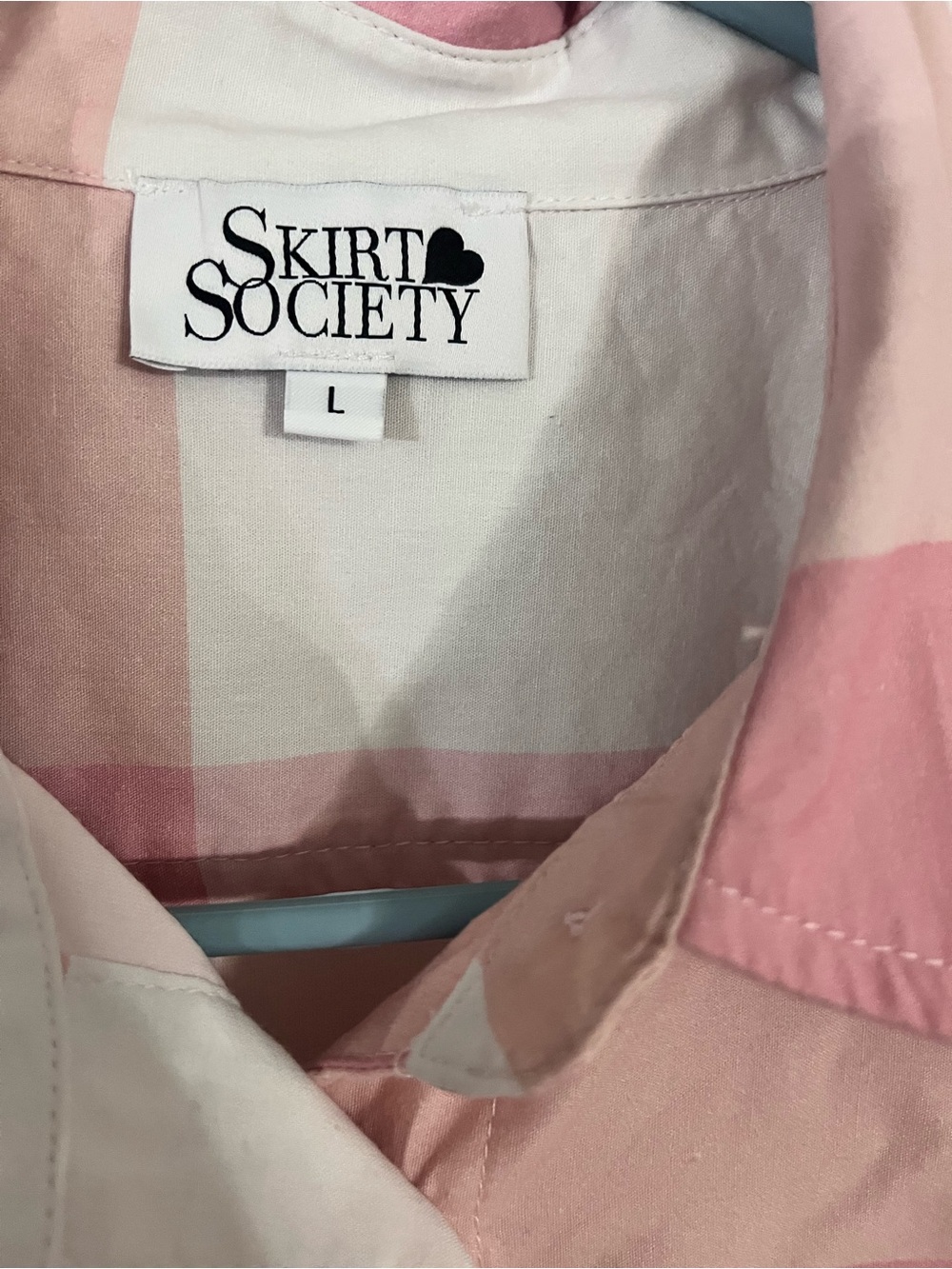 Society Pink and Cream Checked Button-Front Midi Shirt Dress - Picture 3 of 3